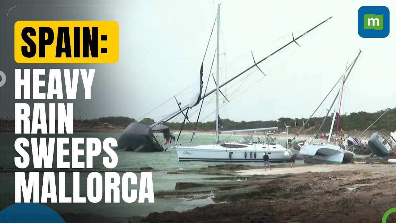 Severe Storms And Rainfall Wreak Havoc In Spain’s Mallorca Island | Boats Stranded, Streets Flooded