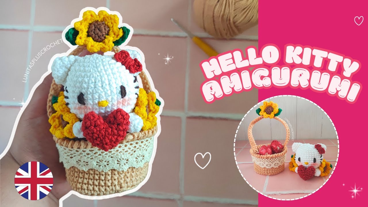 Hello Kitty Amigurumi en Canasta 🧺🌻 | Tutorial Crochet Paso a Paso + ENG Subtitles