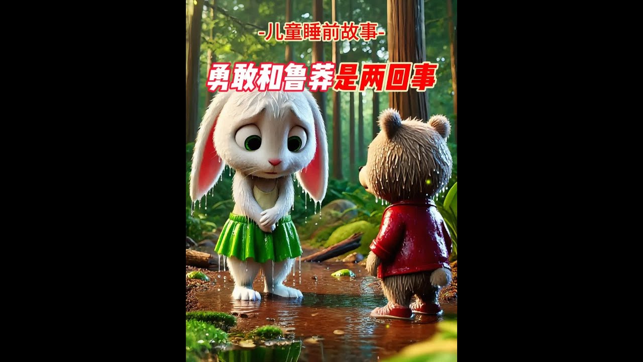儿童睡前故事『勇敢和鲁莽是两回事』 这个故事告诉我们，勇敢和鲁莽是两回事。我们应该有冒险的精神，但更重要的是要有分辨危险的能力，懂得什么时候该停下来，什么时候该听从朋友的劝告。通过这个故事，小动物们