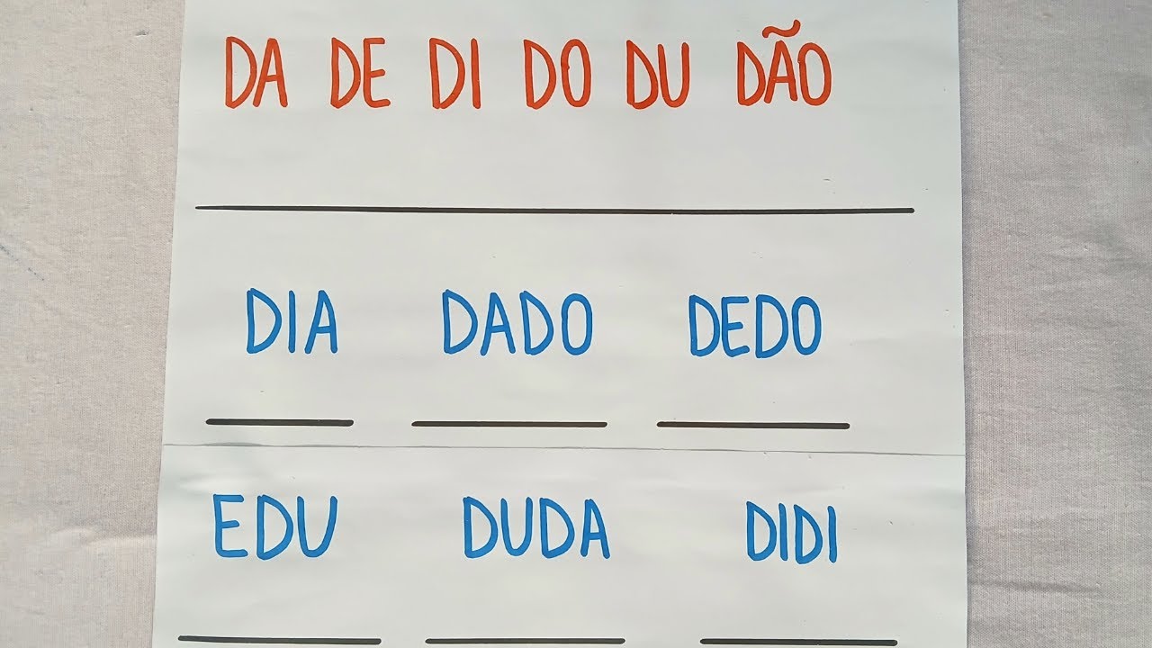 Reforço - Lendo e Escrevendo Palavras com  DA DE DI DO DU DÃO - Aprendendo a Ler e Escrever - EJA