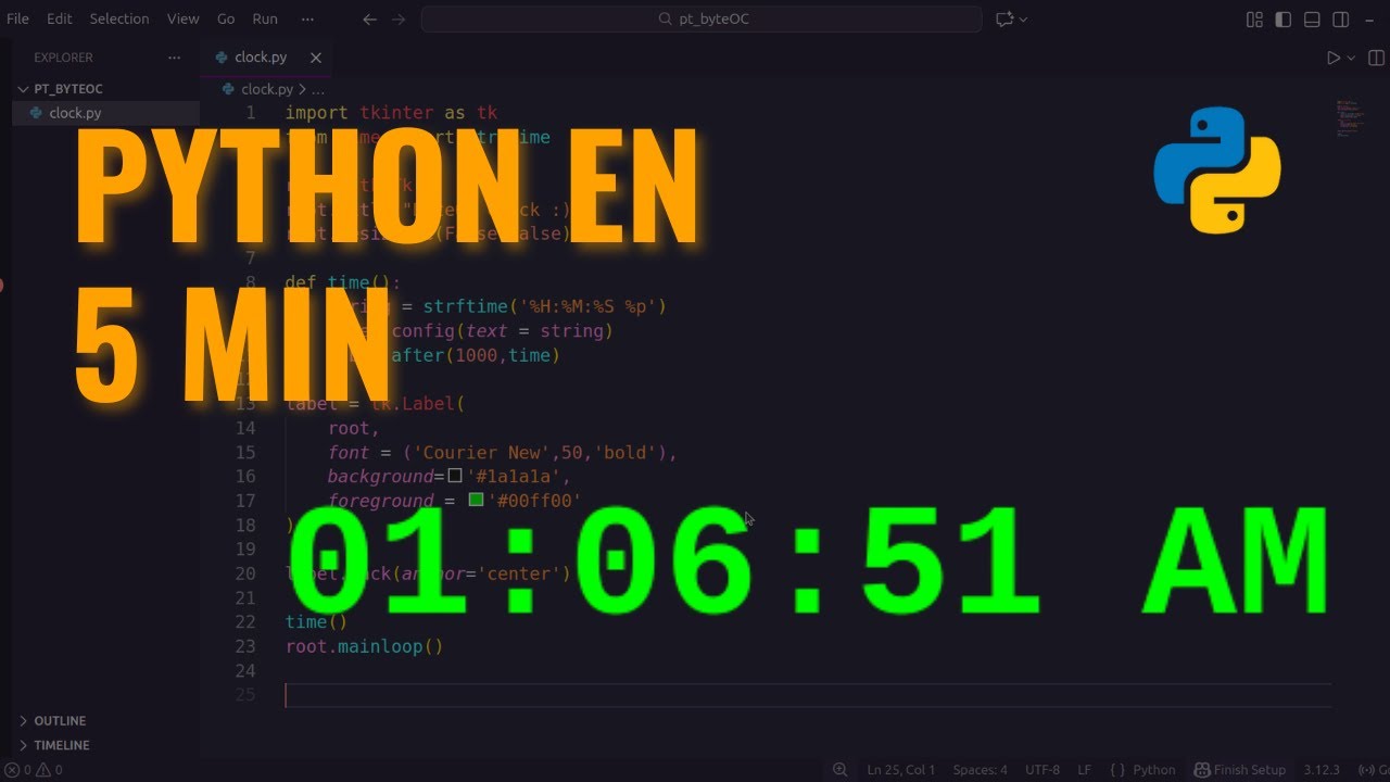 Tu Primer Proyecto en Python: Reloj Digital (Fácil y Rápido) 🐍