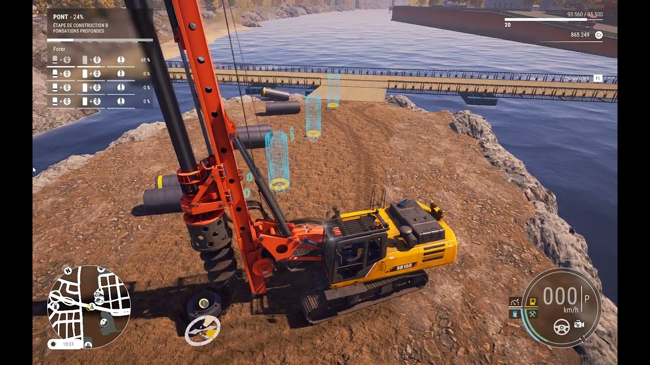 Construction Simulator chantier pont première utilisation forage sol partie 2