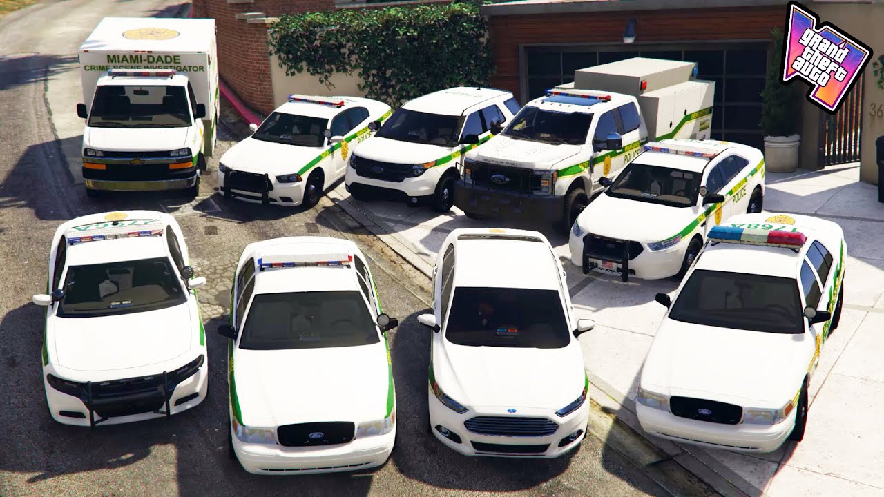 GTA V - Stealing GTA 6 Miami Dade Police Vehicles with Franklin in GTA V..! (GTA V Heist #33)