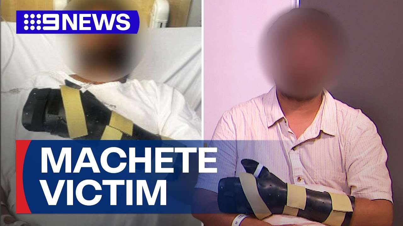 Man speaks out after almost losing hand during machete attack | 9 News Australia