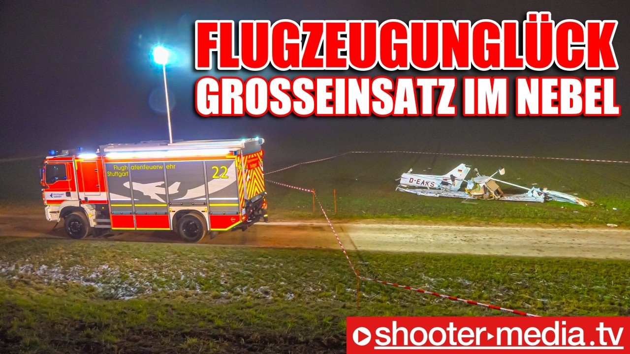 ❌ 🚒  FLUGZEUGUNGLÜCK - KLEINFLUGZEUG IM NEBEL AUF FELD ZERSCHELLT  🚒 ❌ |  Großeinsatz