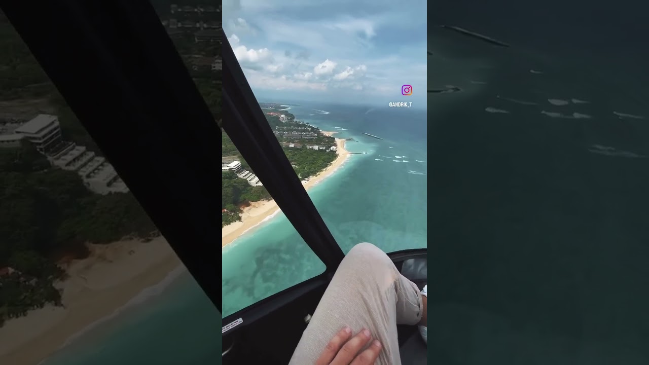Balicopter fly. Helicopter in Bali. Ocean view