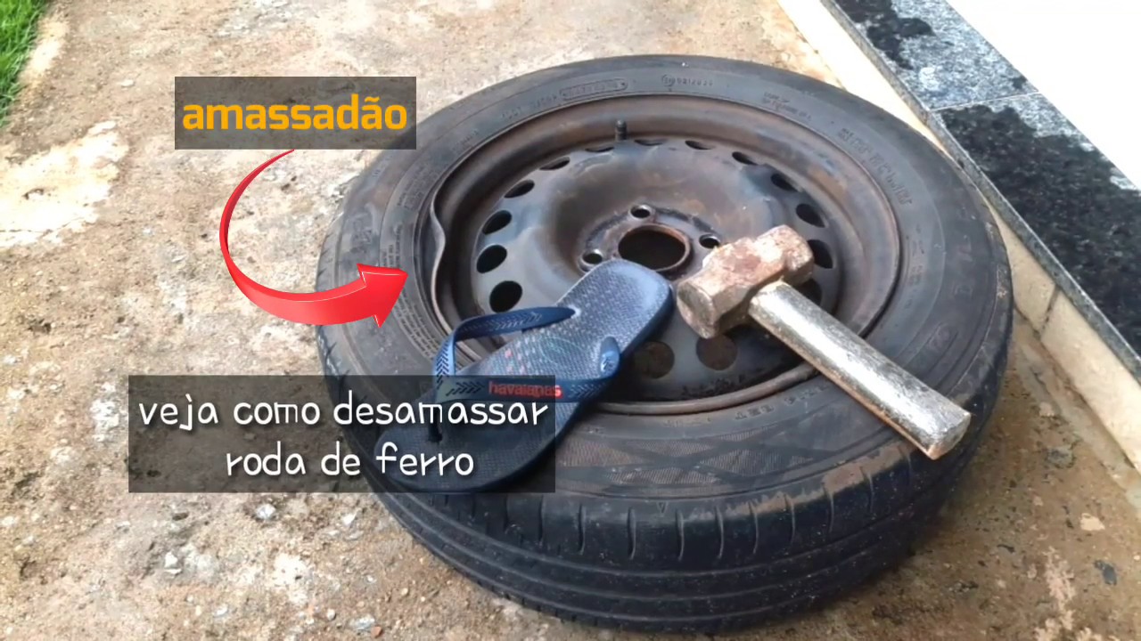 como desamassar roda de ferro amassada, m&eacute;todo simples de desamassar roda de ferro, empenada, torta