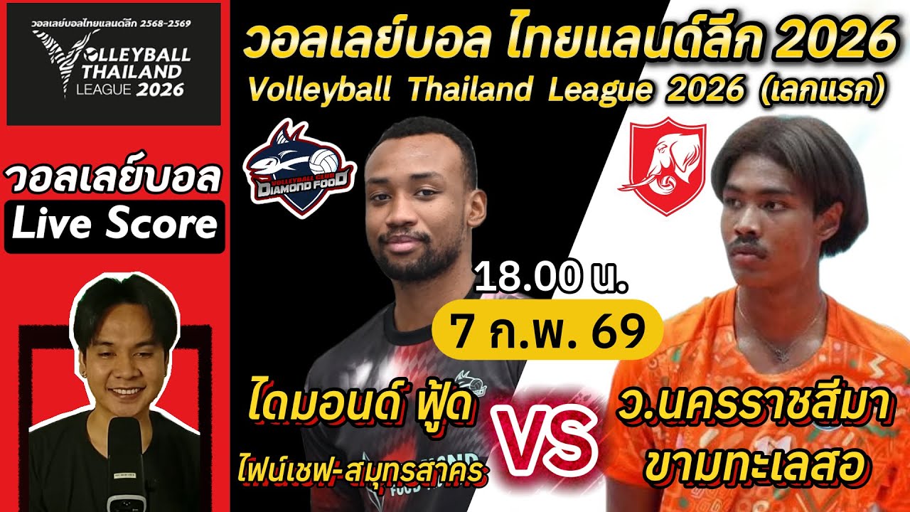 Live Score : ไดมอนด์ ฟู้ด VS ว.นครราชสีมา วอลเลย์บอลไทยแลนด์ลีก2026 (เลกแรก) #วอลเลย์บอล #volleyball