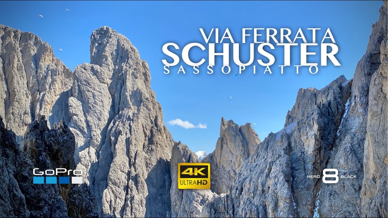 Ferrata OSKAR SCHUSTER (Cima Sassopiatto) - Passo Sella [4K]