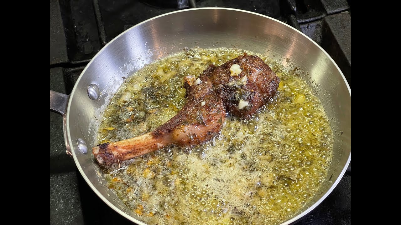 Garlic and Butter Fried Lamb Chops   4K