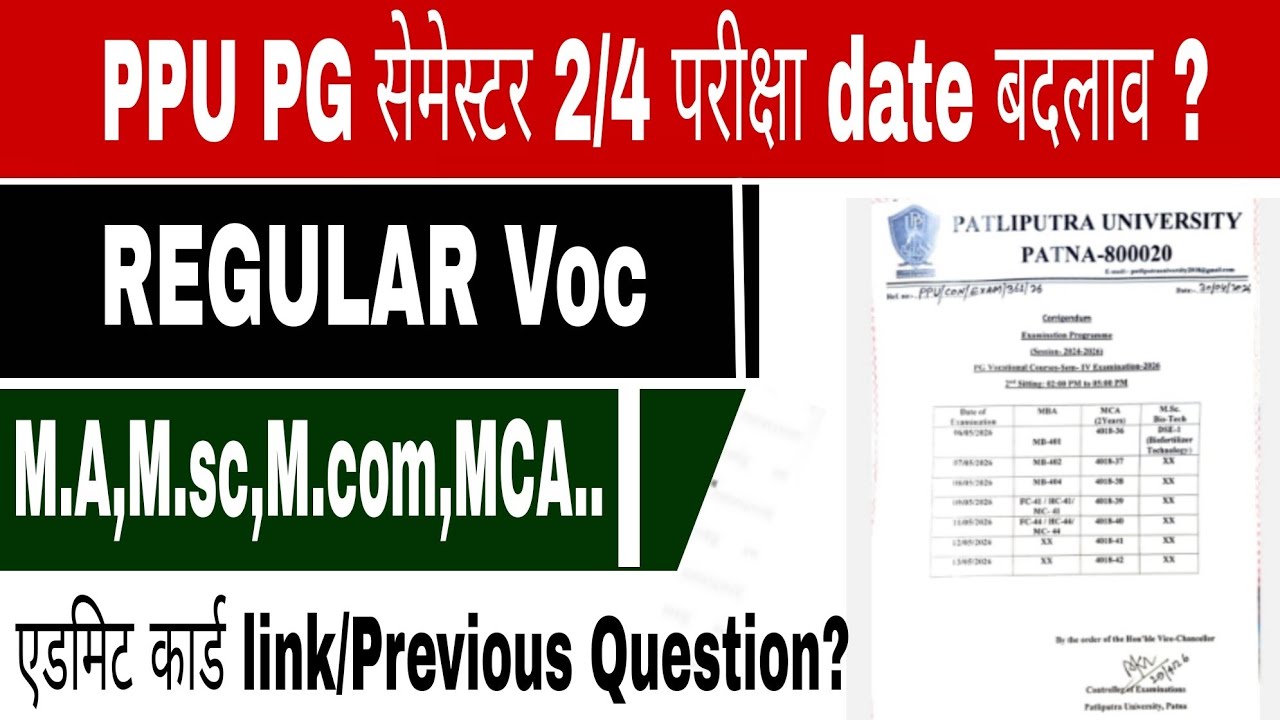 Patliputra University PG Admit Card 2026 Download Link | PPU PG Admit Card Kaise l Exam date #ppu