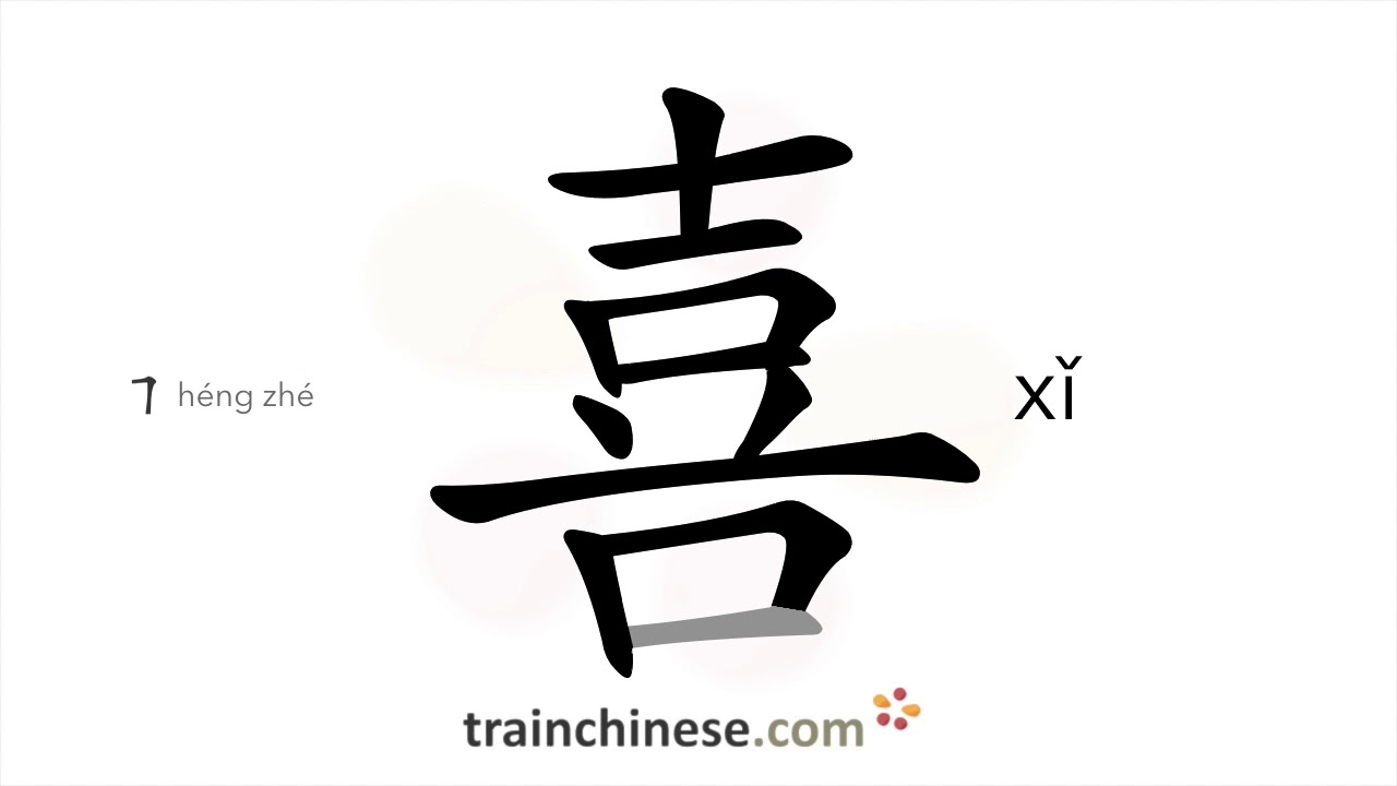 Как написать 喜 (xǐ) – счастливый – порядок черт, радикал, примеры и аудиозапись