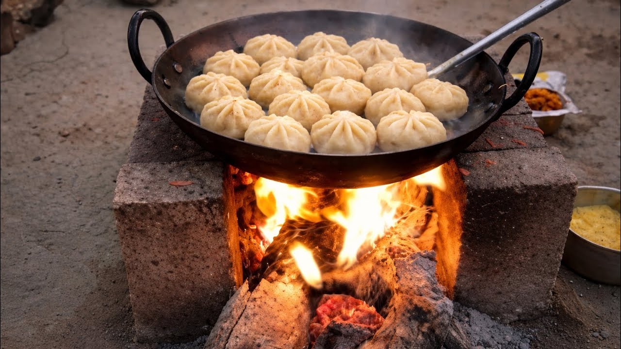 Veg momo and fried momo in Village style | Momo with tasty tomato chutney #momorecipe #villagefood