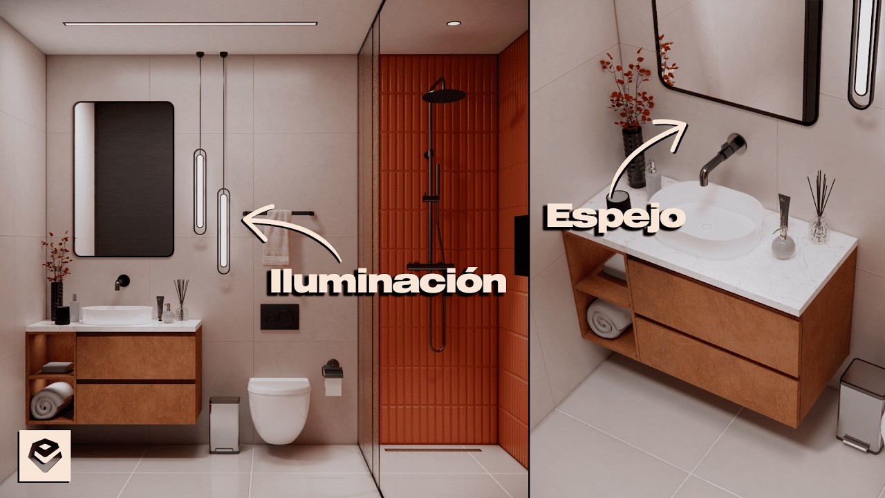 Iluminación Artificial y cómo crear Espejos realistas en Enscape | Tutorial Render Baño