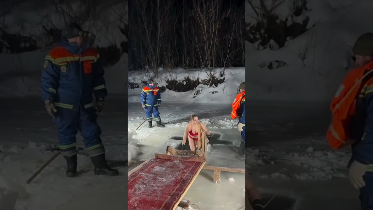 part558#Midnight😱#Ice🧊Bath in #Frozen👙Lake#Winter🌊Survival#Ice Bath#ChallengeFrozen Lake Night Swim
