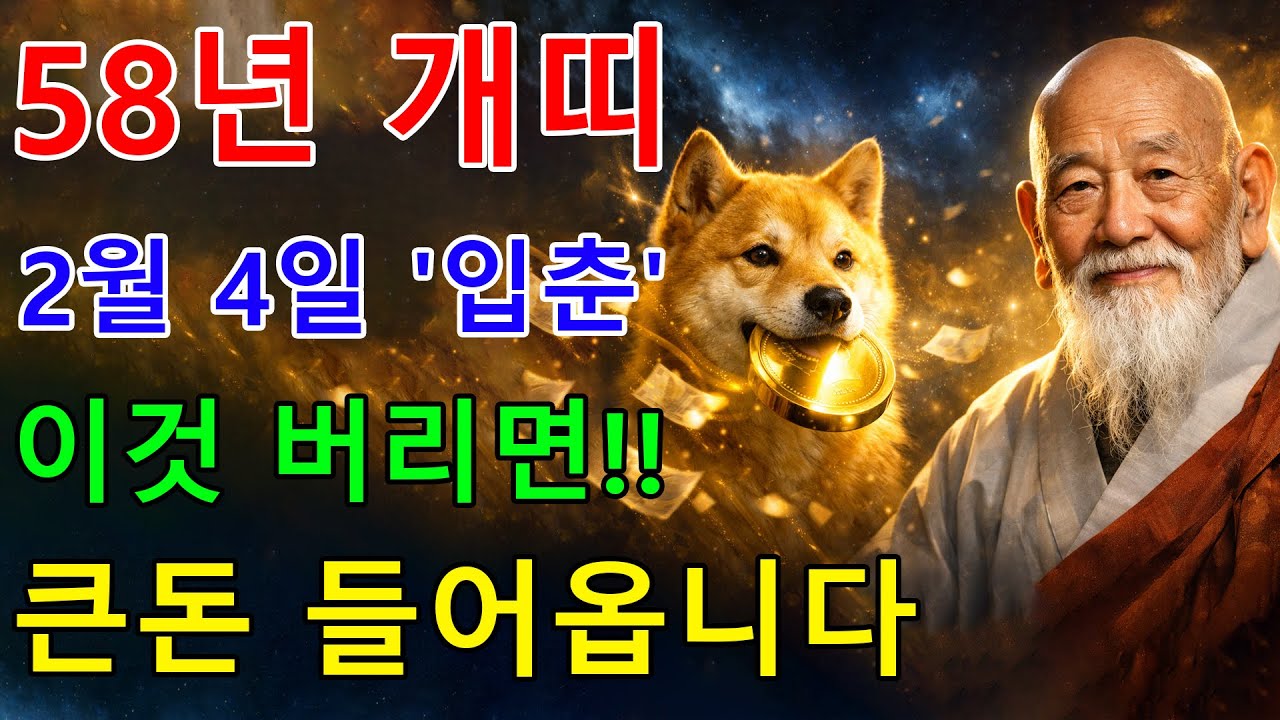 58년 무술생 개띠, 2월 4일 입춘 '이것' 꼭 버리세요!! 절대 금기 3가지 새는 복 막고 재물운 틔울 수 있는 비방｜입춘 절기 풍수 - 하늘의 메시지