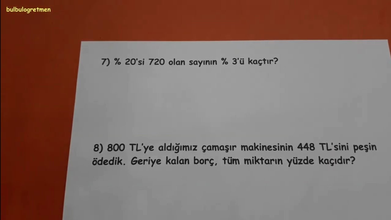 yüzde problemleri  @Bulbulogretmen #matematik #yüzde #5sınıf #yüzdeler #keşfet