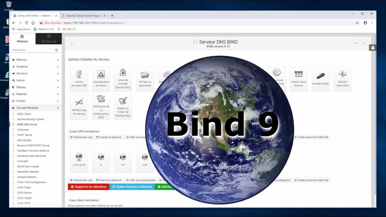 Configurer Bind9 (serveur DNS) pour Linux avec Webmin