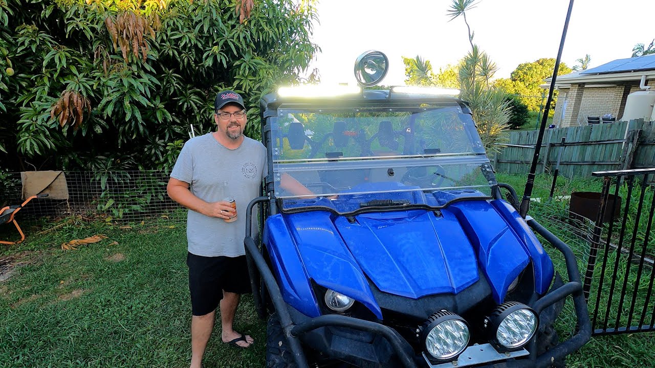 Dual roof mounted lightbars on the Yamaha Viking   installation