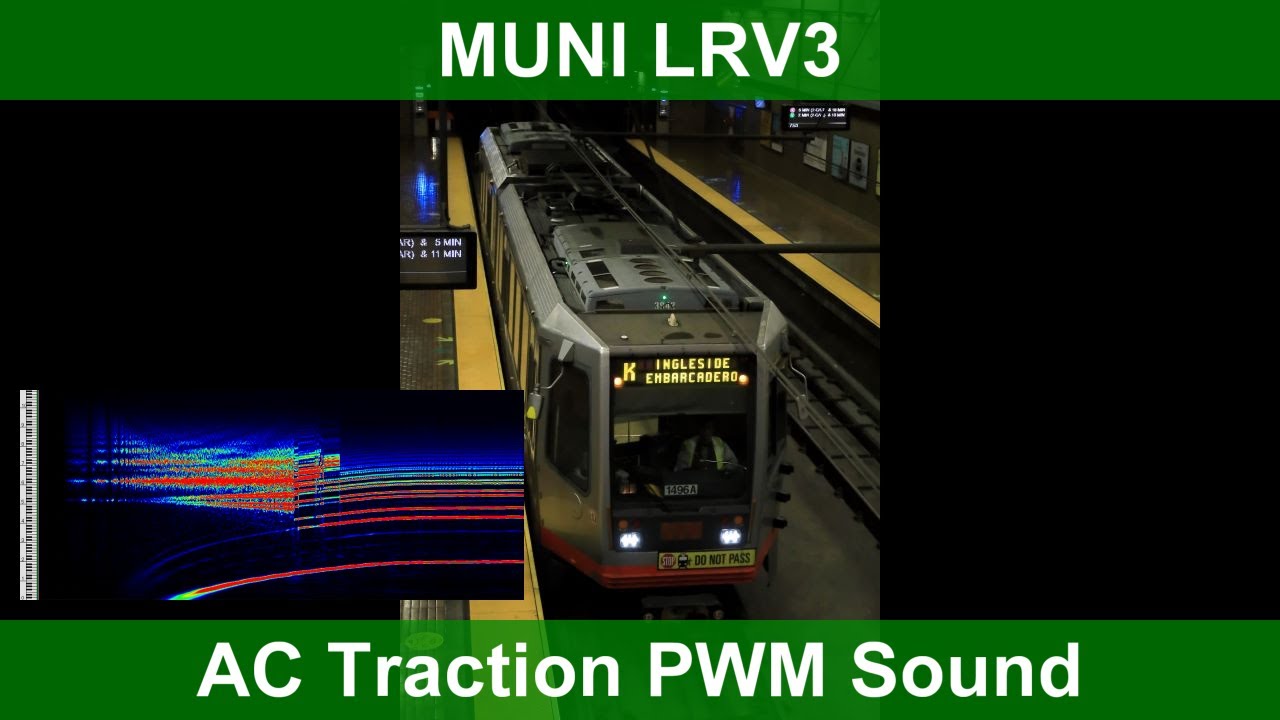 [Inductor-Recorded Traction Motor Sound モハラジオ録音] MUNI LRV3 [GE GTO-VVVF]