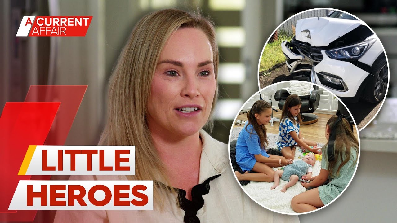 Young girls' bravery awarded after saving pregnant mum in terrifying crash | A Current Affair