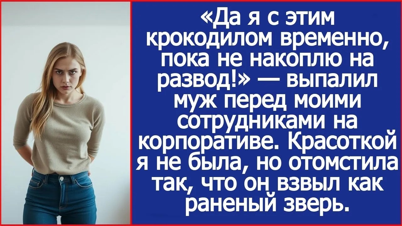 «Да я с этим крокодилом временно, пока не накоплю на развод!»   заявил муж на корпоративе