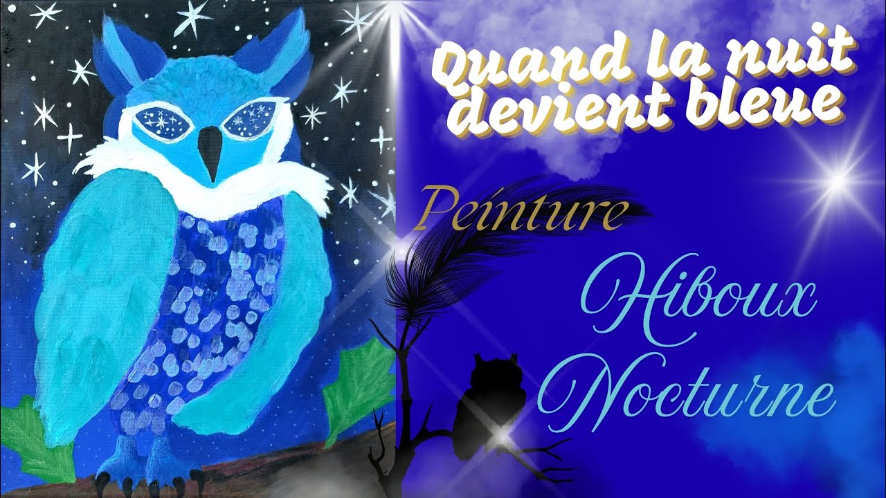 Une nuit mystique ✨️🌙 Peinture hiboux 🦉💙