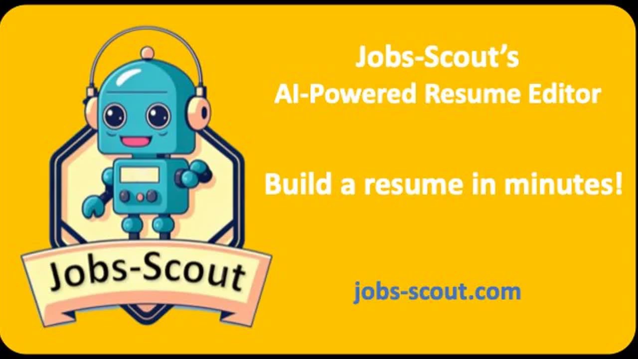 Build a resume in minutes using the Jobs-Scout AI-Powered Resume Editor