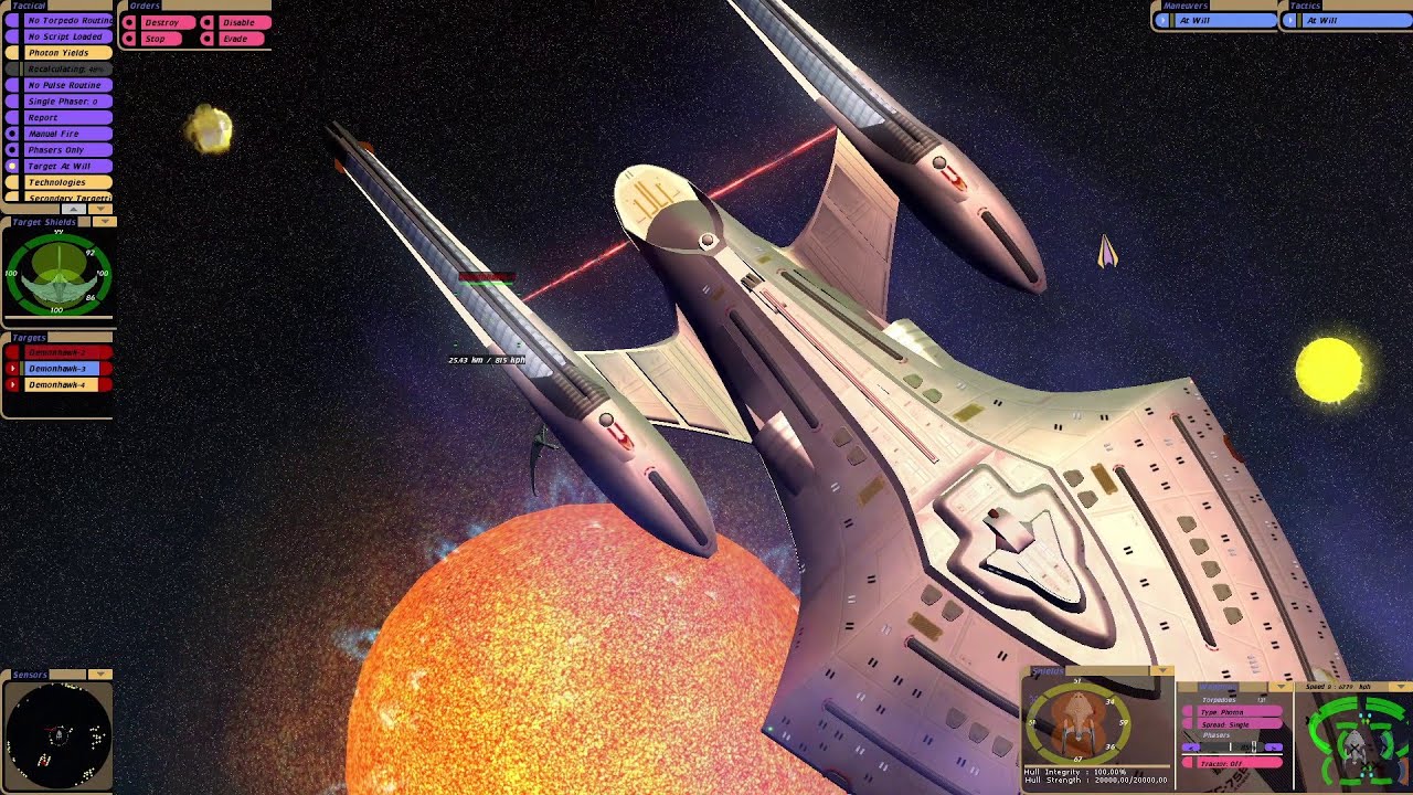 USS Athena vs Romulan Demonhawk Warbirds | KM | Star Trek Bridge Commander