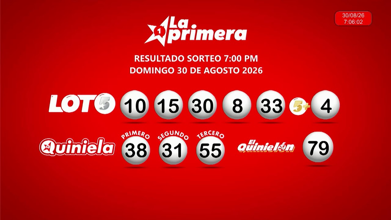 Sorteo Noche Domingo 30 de Agosto Del 2026