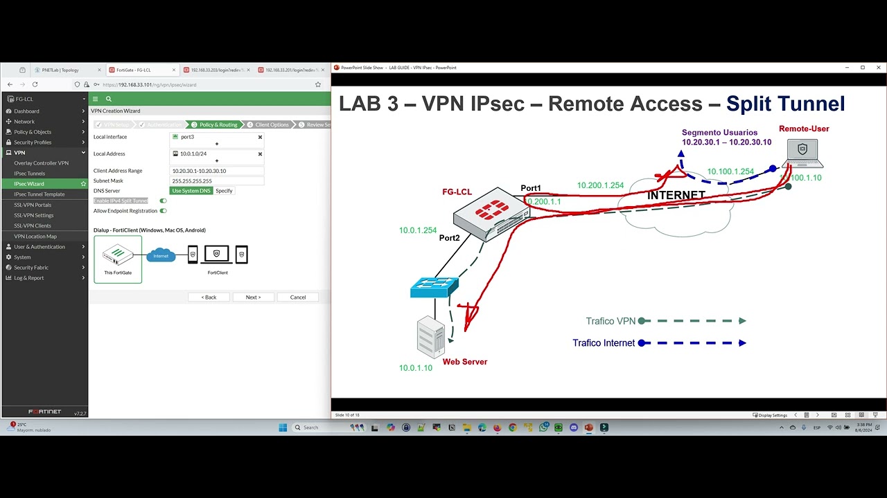 LAB 3 - VPN IPsec - Remote Access - Split Tunneling