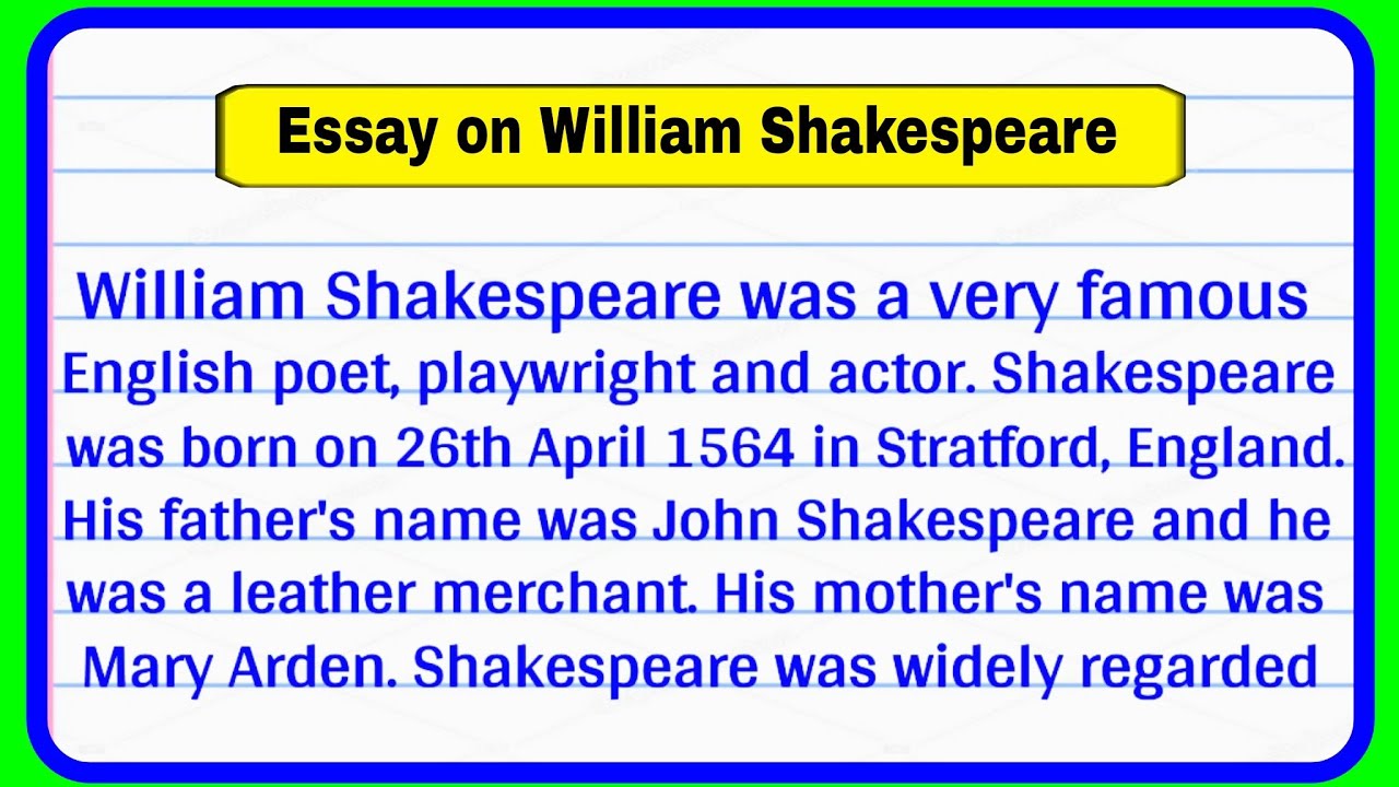 William Shakespeare Essay in English | Essay on William Shakespeare in English | William Shakespeare