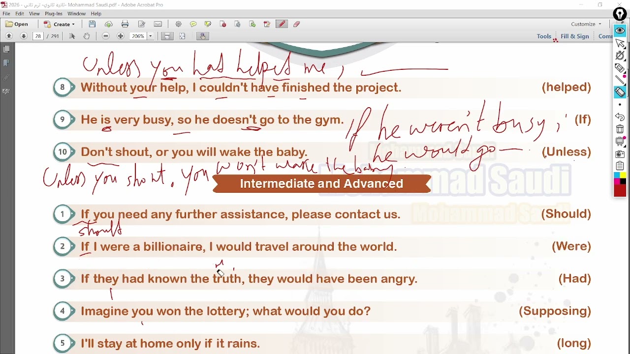 2nd year Unit 7 Grammar Rewrite  The conditionals  Pages 27 --28