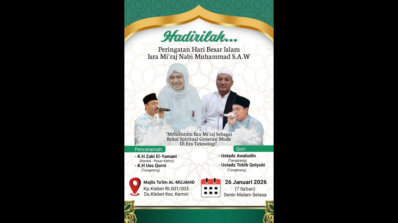 🔴 LIVE ISRA MI'RAJ NABI MUHAMMAD SAW MAJLIS TA'LIM AL - MIJAHID  | SENIN 26 JANUARI 2026