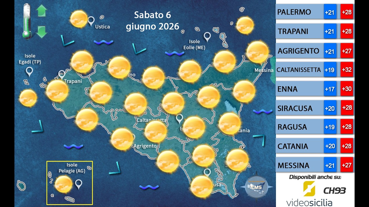 Previsioni Meteo per Sabato 06-06-2026