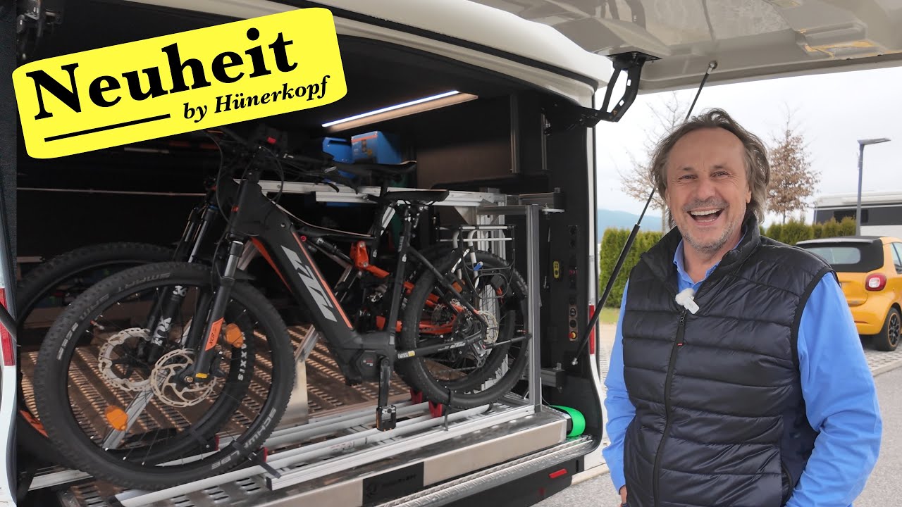 NEUHEIT! Schwenkbarer Fahrradtr&auml;ger HSF von H&uuml;nerkopf f&uuml;r MORELO, Concorde, Ph&ouml;nix #womoclick 