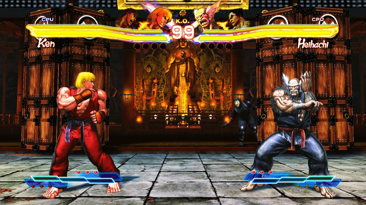 Ken & Ryu vs Heihachi & Kazuya (Hardest)  - Street Fighter X Tekken