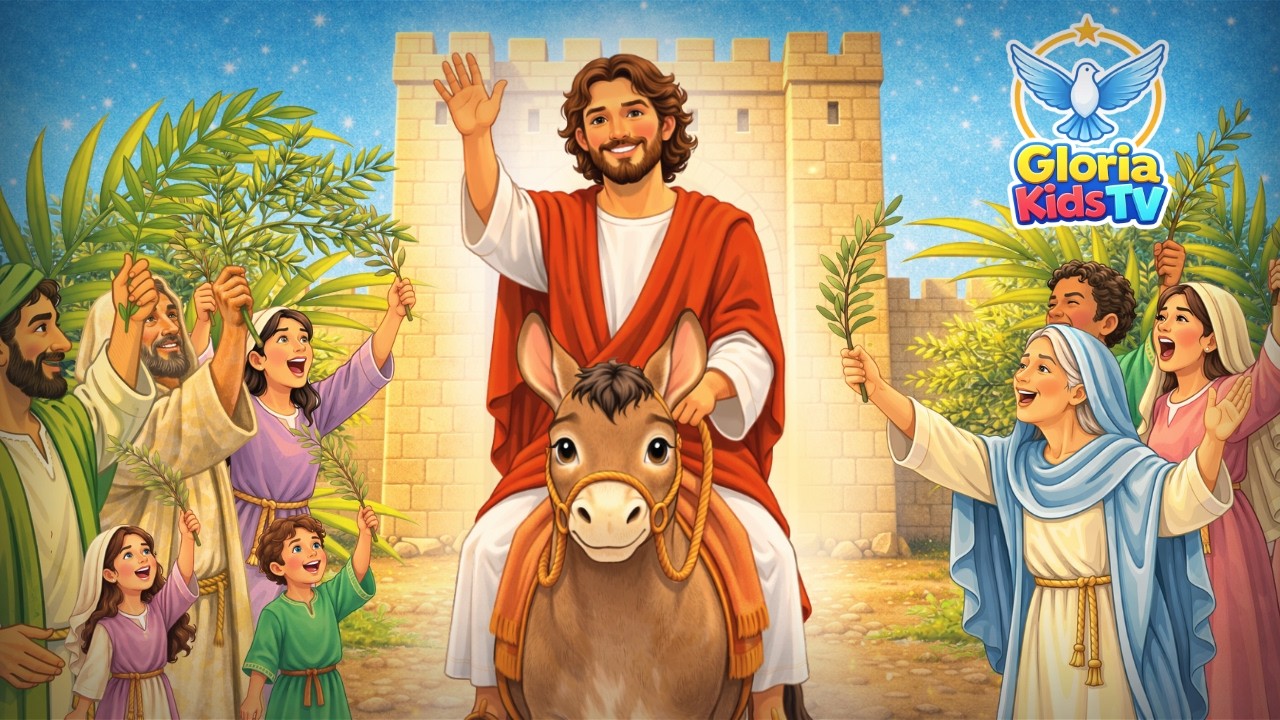 🌿 Domingo de Ramos | La Entrada Triunfal de Jesús en Jerusalén (Historia Bíblica Animada)