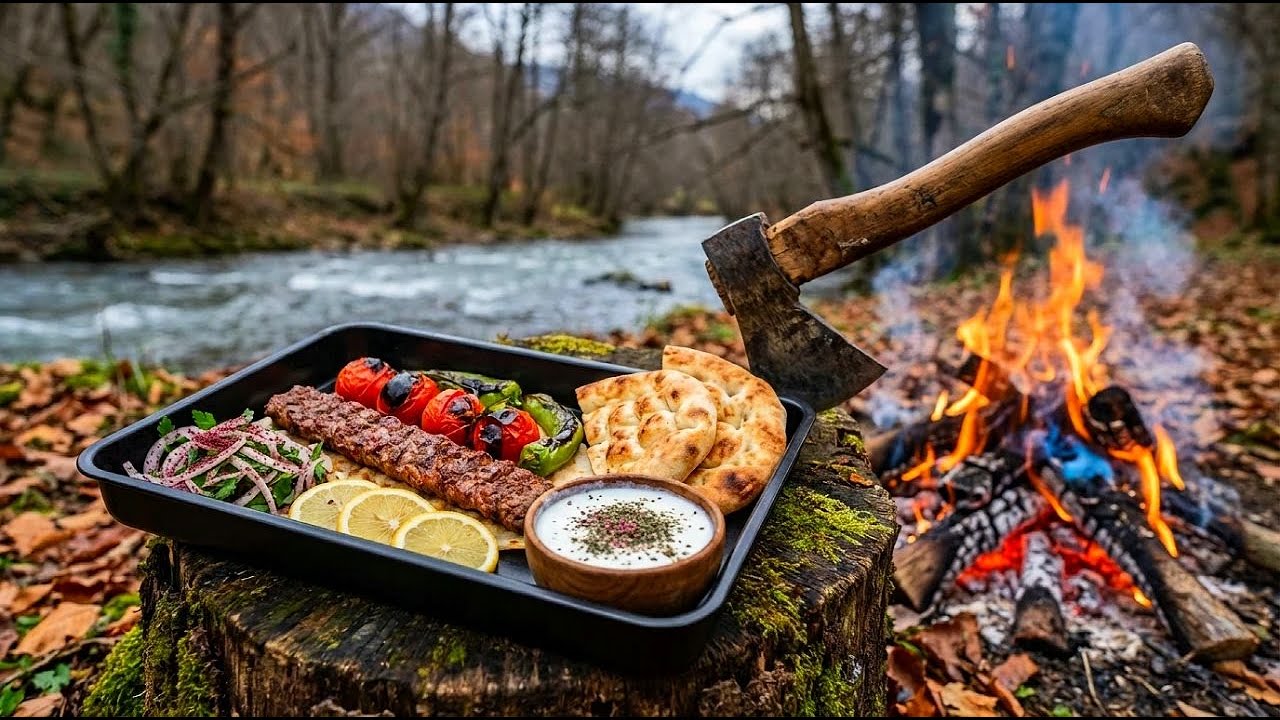 Cooking in the Wild — Adana Kebab over Wood Fire | Bread or Rice?