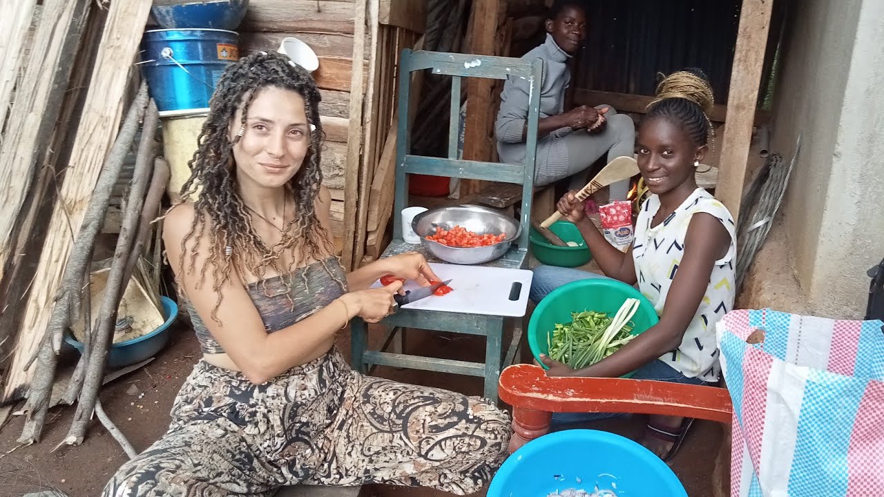 Coco girl preparing Israel food in Africa!!! amazing. part 1