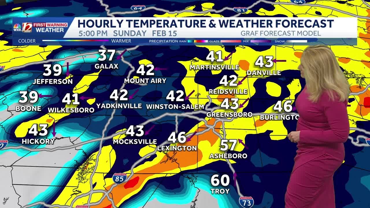 Heavy rain potential in North Carolina and chilly 40s Sunday in North Carolina, warming trend nex...