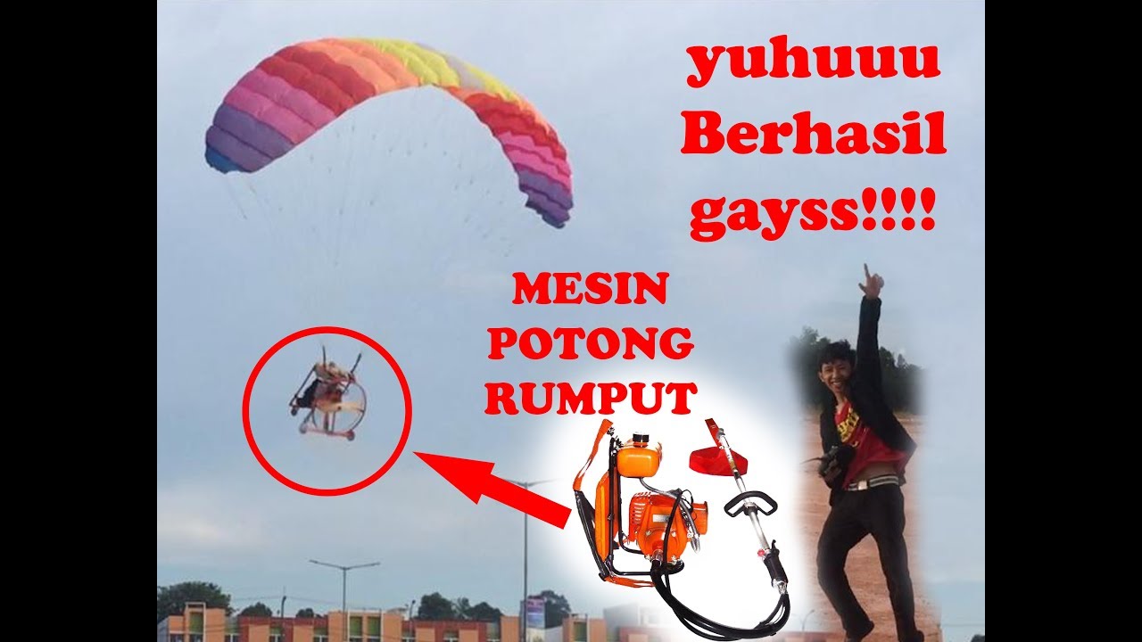 Yesss!!! Berhasil Terbang Mesin Potong Rumput RC PARAMOTOR By : Syahrul Drone
