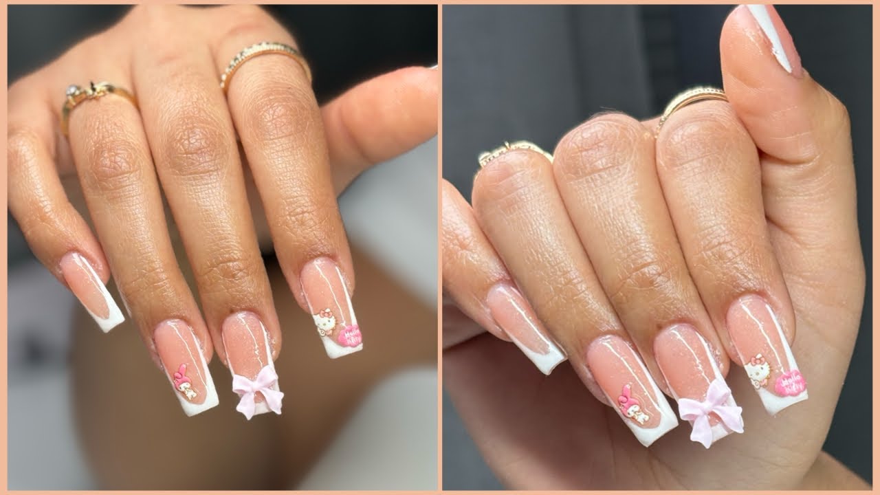 HELLO KITTY NAIL SET | TEMU NAIL HAIL | ASMR | NAILSXBIONX | GEL X NAILS HOW TO