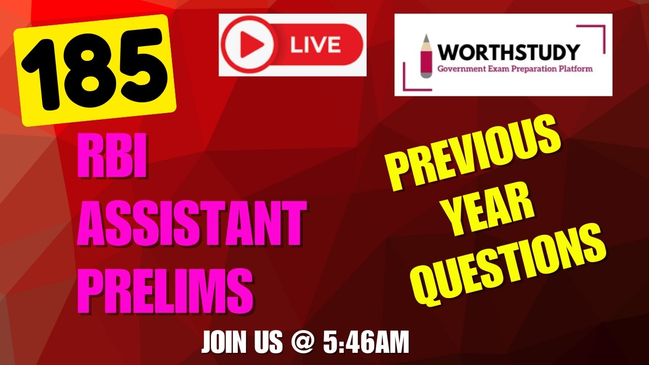 RBI Assistant Prelims | Previous Year Questions | PART - 185 | WORTHSTUDY