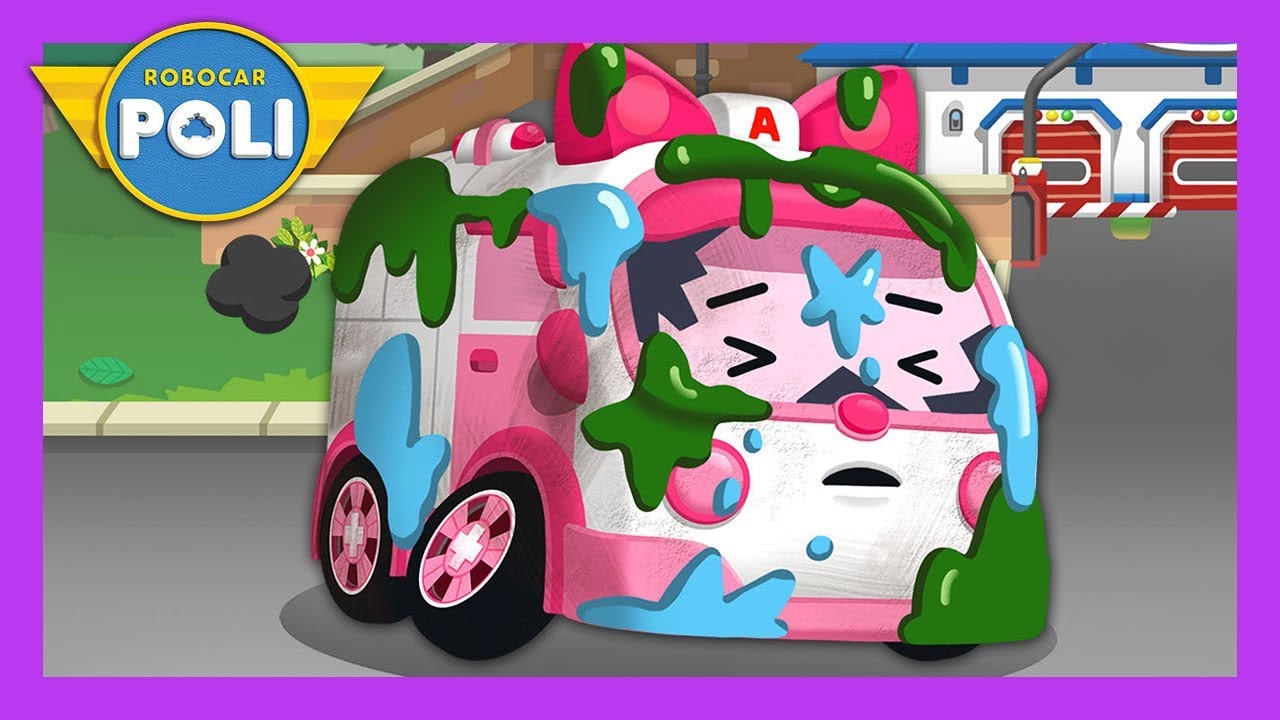 A broken ambulance &lsquo;Amber&rsquo;, We'll fix it! | Maintenance play for Kids | Robocar Poli Game
