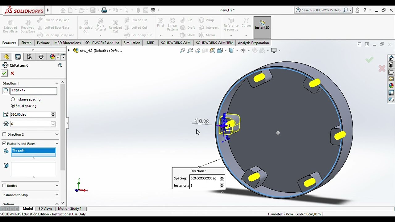 How To Create Threads and Pattern in SOLIDWORKS