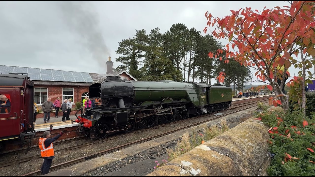 Flying Scotsman No 60103 arrives at the North Yorkshire Moors Railway