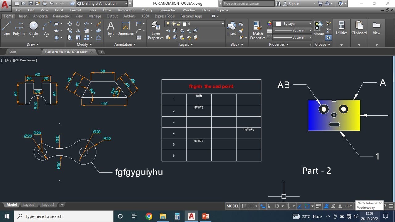 AutoCAD Annotation Toolbar Tutorial for Beginners in Hindi || Autocad Annotation Toolbar - Part -2