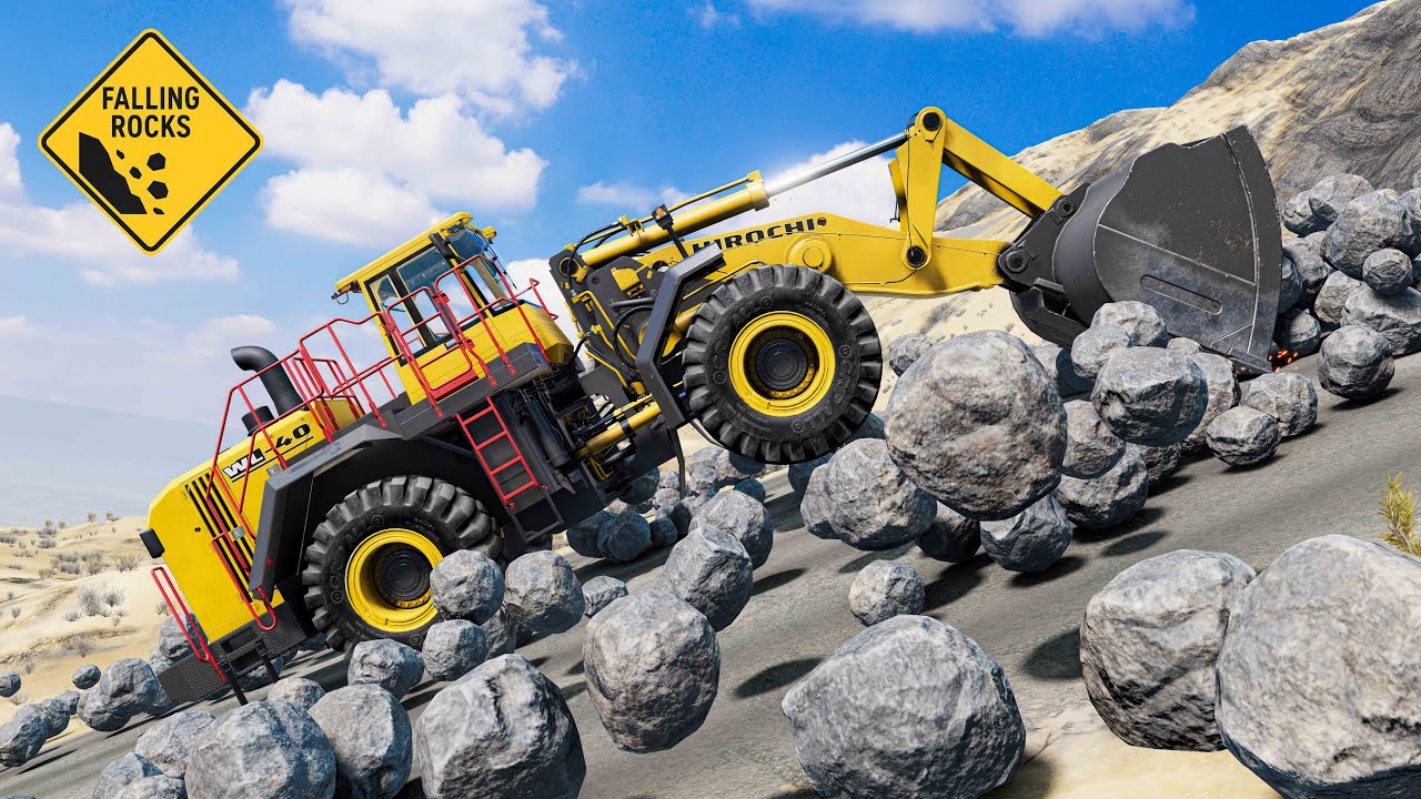 Falling Rocks vs Cars (1600 rocks) - Beamng drive