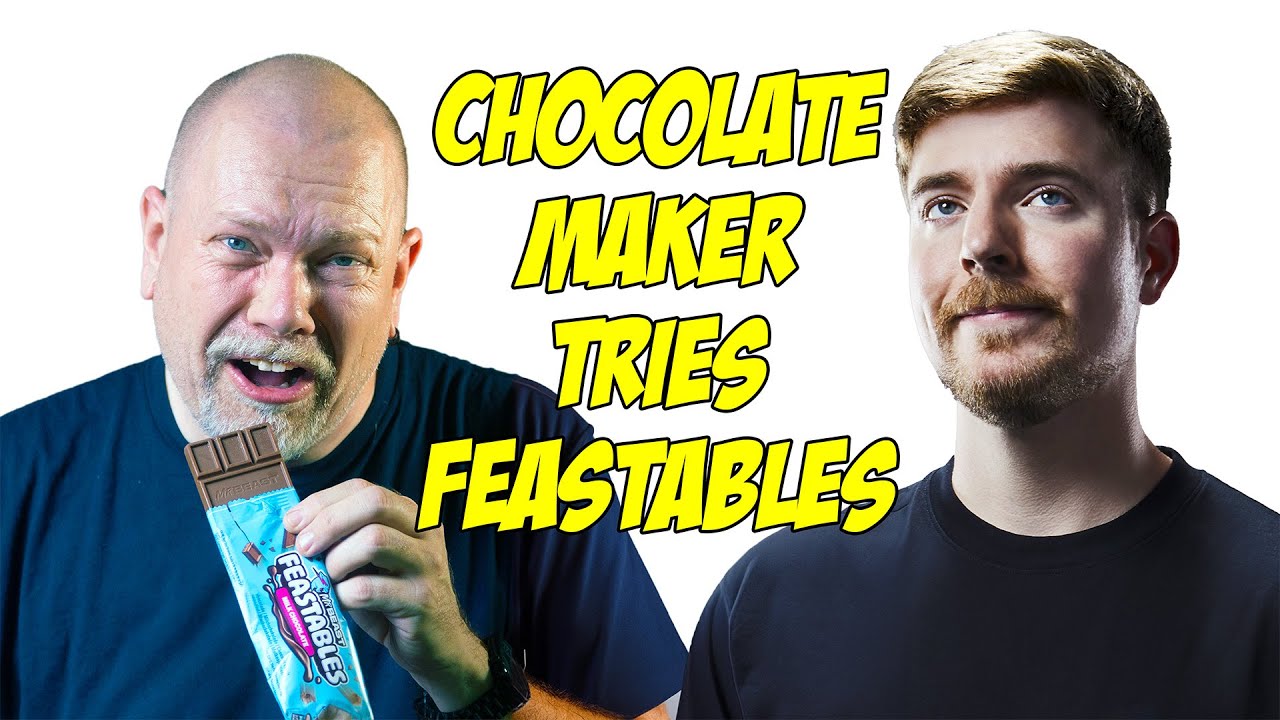 Производитель шоколада впервые пробует Feastables от MrBeast!